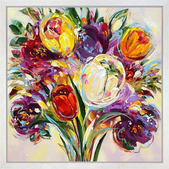 Bouquet Bliss - Original - White Framed Bouquet Bliss - Original - White Framed