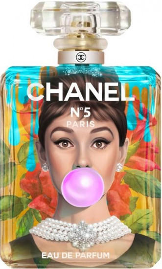 Chanel No.5 Hepburn (Pink Bubble) - 3D Wall Sculpture, Resin Finish