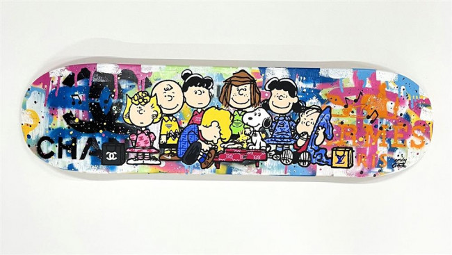 Charlie And Friends - Skatedeck - Original - Framed Charlie And Friends - Skatedeck - Original - Framed