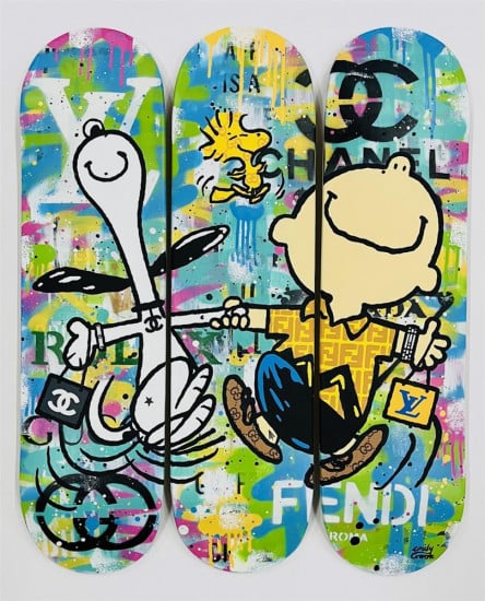 Charlie And The Gang - Skatedeck - Original - Framed Charlie And The Gang - Skatedeck - Original - Framed
