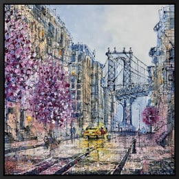 Cobblestones And Blossoms - Original - Framed