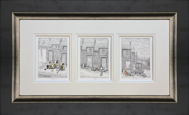 Crash, Bang, Wallop! - Triptych - Sketch - Black Framed