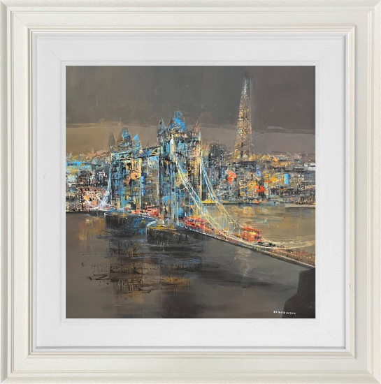 Crossing The Thames At Tower Bridge - Original - Framed Crossing The Thames At Tower Bridge - Original - Framed