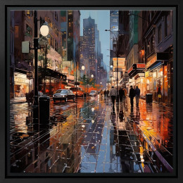 Downtown Reflections - Black Framed