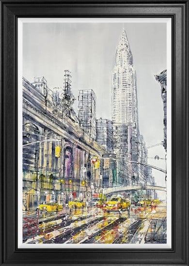 Driving Past Grand Central - Original - Framed Driving Past Grand Central - Original - Framed