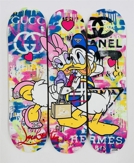 Ducky Love - Skatedeck - Original - Framed Ducky Love - Skatedeck - Original - Framed