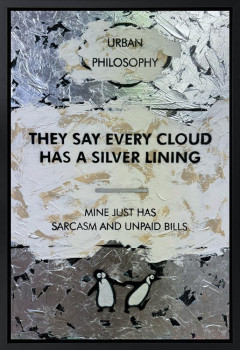 Every Cloud Has A Silver Lining - Palladium Leaf - Original - Framed