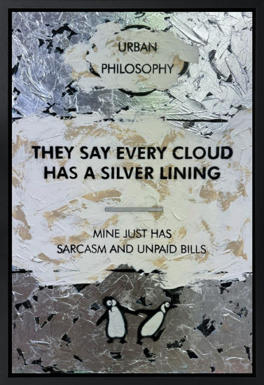 Every Cloud Has A Silver Lining - Palladium Leafed - Original - Framed Every Cloud Has A Silver Lining - Palladium Leafed - Original - Framed