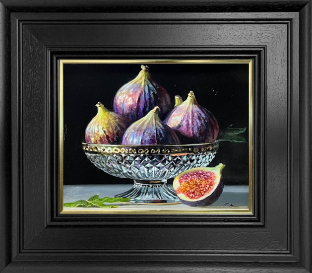 Figs In Glass Bowl - Original - Framed Figs In Glass Bowl - Original - Framed