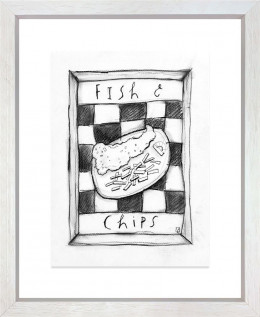 Fish And Chips - Charcoal Study - Original - Framed