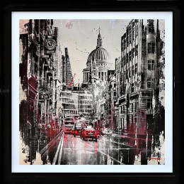 Fleet Street In The Rain - Original - Black Framed