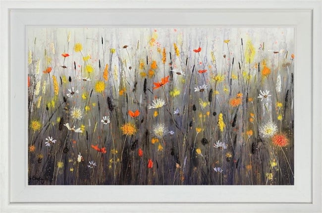 Golden Meadow - Original - White Framed Golden Meadow - Original - White Framed