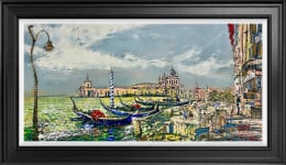 Gondolas In Venice - Original - Framed Gondolas In Venice - Original - Framed