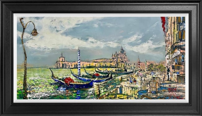 Gondolas In Venice - Original - Framed Gondolas In Venice - Original - Framed