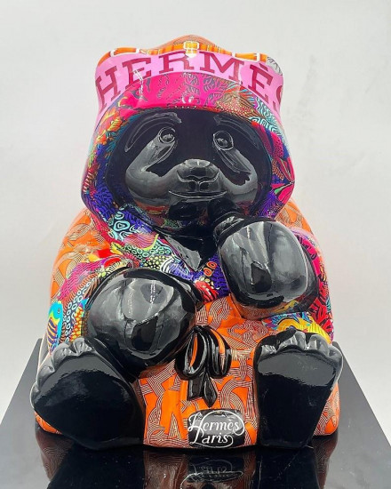 Hermes Boxing Panda (Pink) X - Original Sculpture
