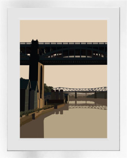 High Level Bridge - White Framed