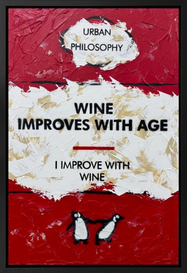 I Improve With Wine - Original - Framed I Improve With Wine - Original - Framed