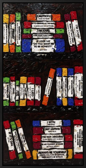 Life's A Bookcase VX - Original - Framed Life's A Bookcase VX - Original - Framed