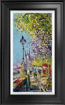 Londons Two Wheel Commute - Original - Framed Londons Two Wheel Commute - Original - Framed