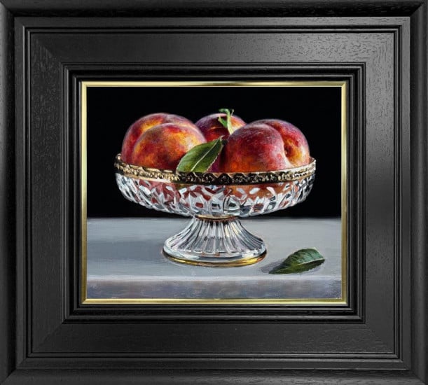 Peaches And Cut Glass Bowl - Original - Framed