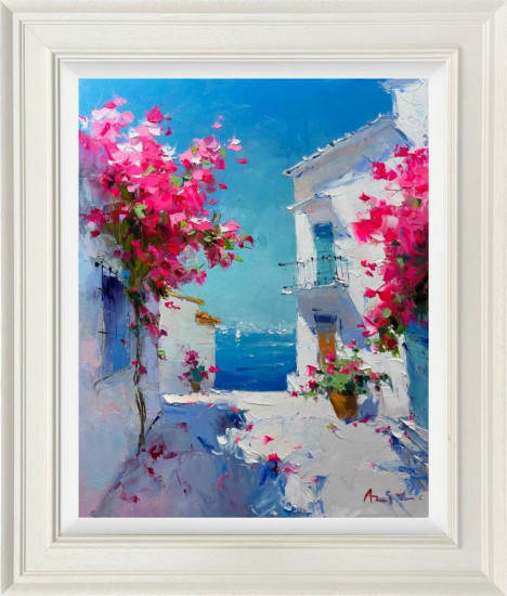 Petals in the Aegean Breeze - Original - Framed Petals in the Aegean Breeze - Original - Framed