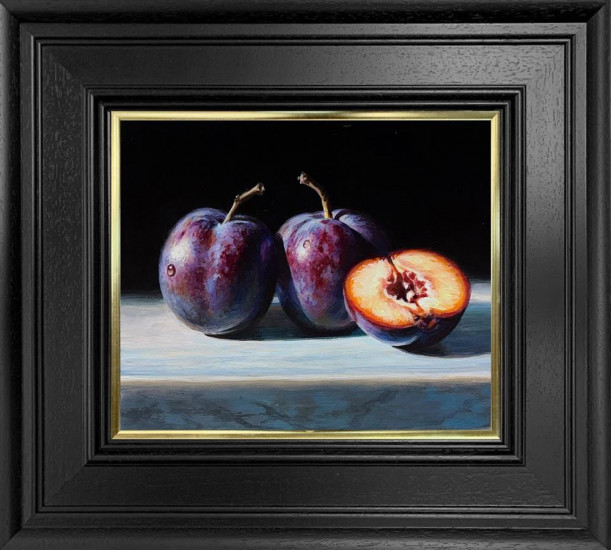 Plums On Marble - Original - Framed Plums On Marble - Original - Framed