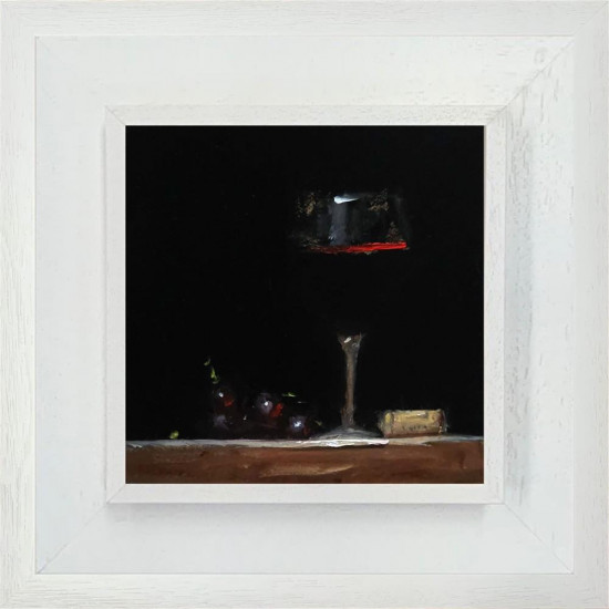 Red Wine And Grapes - Original - Framed Red Wine And Grapes - Original - Framed
