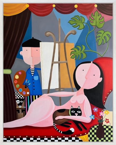 The Model And Her Cat - Original - Framed The Model And Her Cat - Original - Framed