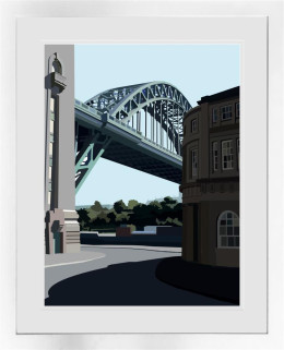 Tyne Bridge - White Framed