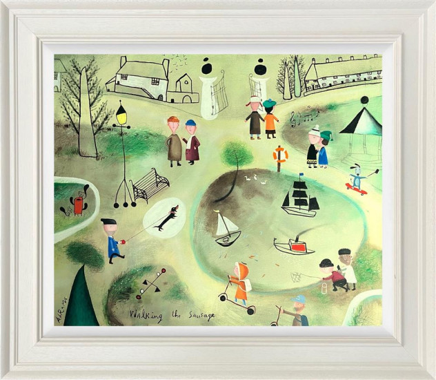 Walking The Sausage - Original - Framed Walking The Sausage - Original - Framed