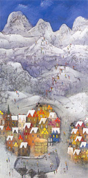 On The Piste (Skiing) - Original - Box Canvas