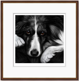 Dog Tired Series - Border Collie - Dark Wood Framed