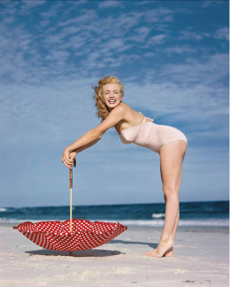 Polka Dot Umbrella, Tobay Beach, 1949 - Mounted