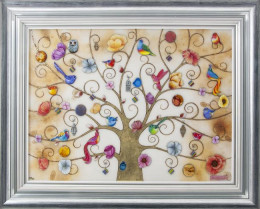 Tree Of Life - Oriental Gold - Silver-Blue Framed