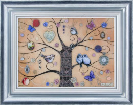 Lace Tree - Silver-Blue Framed