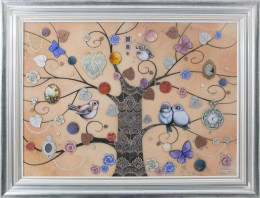 Lace Tree - XL Edition - Silver-Blue Framed