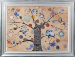 Lace Tree - XL Edition - Silver-Blue Framed