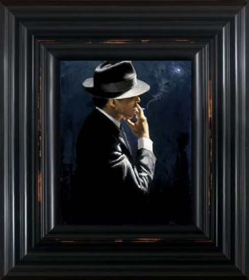 Smoking Under The Light II - Black Framed