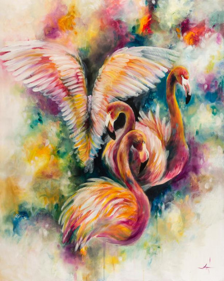 Flamboyant (Flamingos) - Canvas - Framed