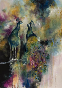 Devine (Peacocks) - Canvas - Framed