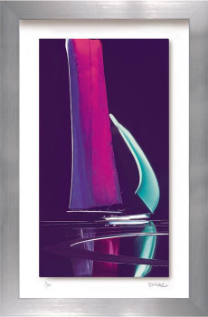 Moonlit Sails I - On Glass - Silver Framed