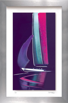 Moonlit Sails II - On Glass - Silver Framed