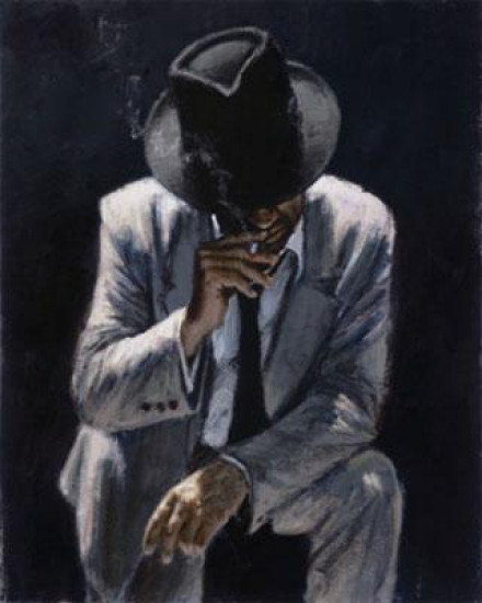 Smoking Under The Light With White Suit