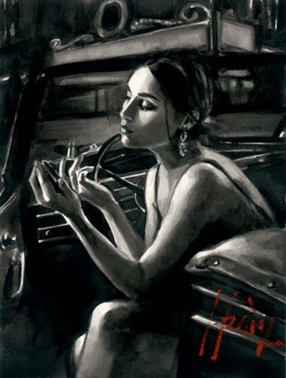 Darya In Car With Lipstick - On Paper