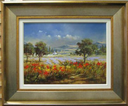 Tuscan Landscape I - Original - Gold Framed