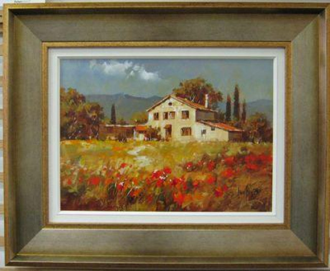 Tuscan Landscape II - Original - Framed Tuscan Landscape II - Original - Framed
