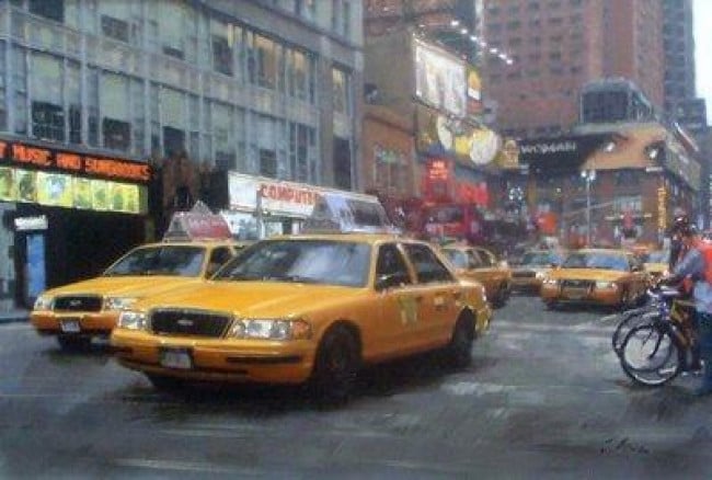 Yellow Taxi II - Original - Framed Yellow Taxi II - Original - Framed