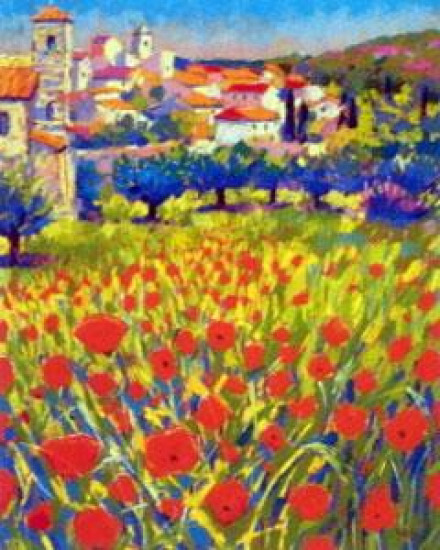 Poppies At Lourmarin Provence - Mounted Poppies At Lourmarin Provence - Mounted