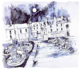Moon At Tobermoray (Pen & Ink) - Mounted