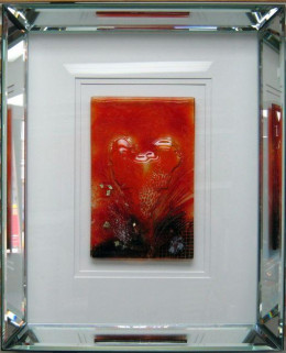 Orange Heart (Fused Glass) - Framed